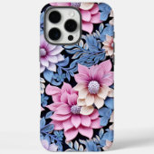 Ingegraveerde roze bloemen Case-Mate iPhone case (Achterkant)