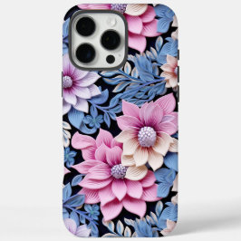 Ingegraveerde roze bloemen iPhone 16 pro max hoesje