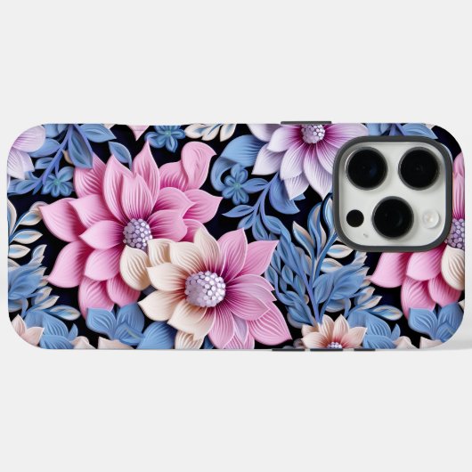 Ingegraveerde roze bloemen Case-Mate iPhone case (Achterkant (horizontaal))