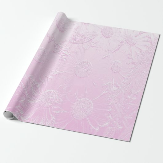Ingegraveerde roze florale suspensie cadeaupapier (Uitgerold)