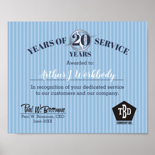 Ingegraveerde strepen werknemer van het maandcerti poster (Voorkant)