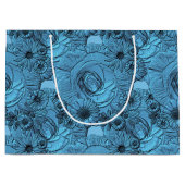 Ingegraven bloemen - Blauw-Groen-GIFT BAG L Large Cadeautasje (Voorkant)