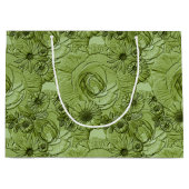 Ingegraven bloemen-Groen-GIFT BAG L Large Cadeautasje (Voorkant)