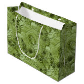 Ingegraven bloemen-Groen-GIFT BAG L Large Cadeautasje (Voorkant Gekanteld)