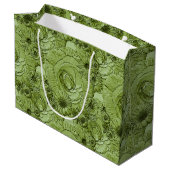 Ingegraven bloemen-Groen-GIFT BAG L Large Cadeautasje (Achterkant Gekanteld)