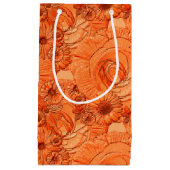 Ingegraven bloemen-Oranje-GIFT BAG S Klein Cadeauzakje (Voorkant)
