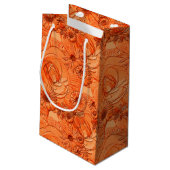 Ingegraven bloemen-Oranje-GIFT BAG S Klein Cadeauzakje (Achterkant Gekanteld)