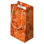 Ingegraven bloemen-Oranje-GIFT BAG S Klein Cadeauzakje (Voorkant Gekanteld)