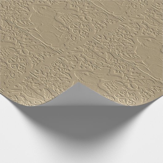 Ingegraven konijnenbruin vogelmeel cadeaupapier (Hoek)