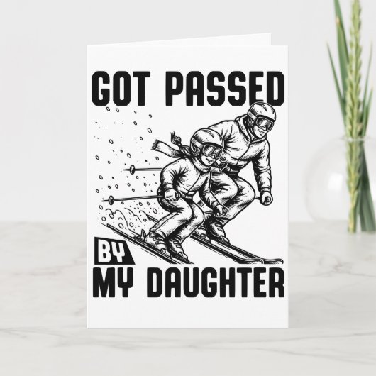 Ingehaald door mijn dochter Funny Skiing Kaart (Voorkant)