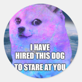 ingehuurde hond ronde sticker