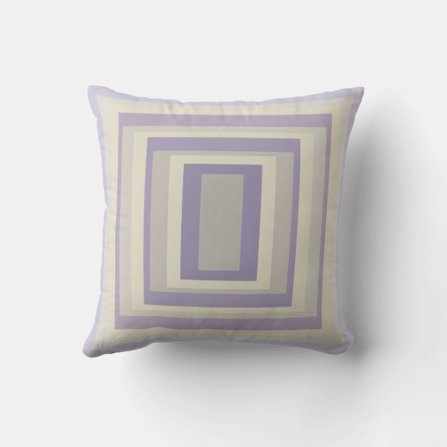Ingekaderd krijtgrijs lavendel geometrisch ontwerp kussen (Achterkant)