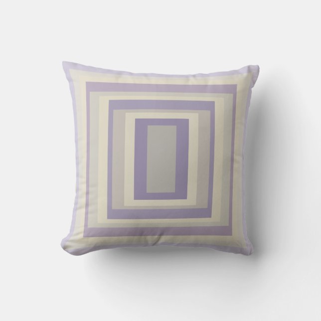 Ingekaderd krijtgrijs lavendel geometrisch ontwerp kussen (Voorkant)