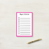 Ingelijnd om te doen Lijst Hot Pink Magenta Sticky Post-it® Notes (Op bureau)