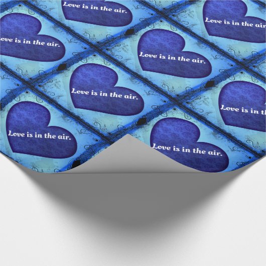 Ingelijst Blauw Grunge Hart Cadeaupapier (Hoek)