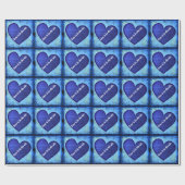 Ingelijst Blauw Grunge Hart Cadeaupapier (Vlak)