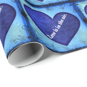 Ingelijst Blauw Grunge Hart Cadeaupapier (Rol Hoek)