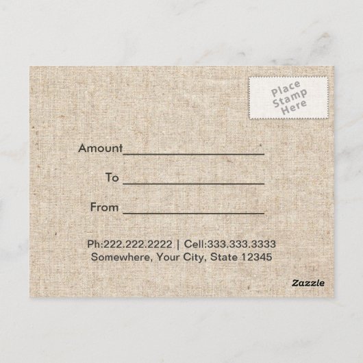  ingelijst Damask rood lint cadeaubon Briefkaart (Achterkant)