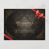  ingelijst Damask rood lint cadeaubon Briefkaart (Voorkant)