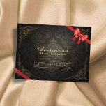 ingelijst Damask rood lint cadeaubon Briefkaart<br><div class="desc">ingelijste Damask Red Ribbon Cadeaubonnen Briefkaarten.</div>