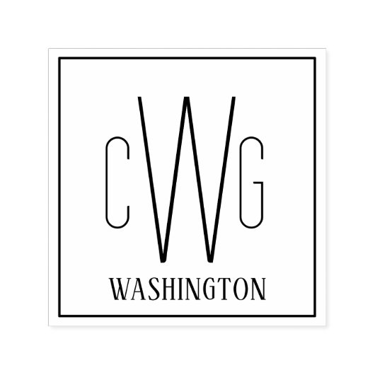 Ingelijst Eenvoudig 3 Initiele Letter Monogram Naa Zelfinktende Stempel (Design)