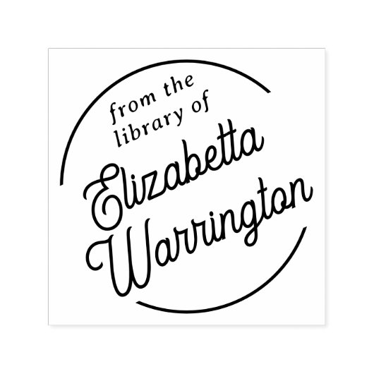 Ingelijst eenvoudig script #7 bibliotheekboeknaam  zelfinktende stempel (Design)