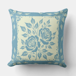 ingelijst houtsnede boeket blauw kussen