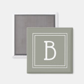 Ingelijst Minimalistisch Monogram Beginletter Groe Magneet (Voorkant / Achterkant)
