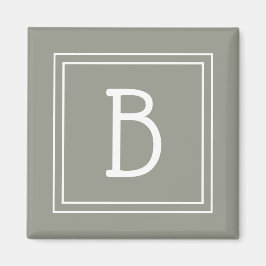 Ingelijst minimalistisch monogram initiaal groen magneet