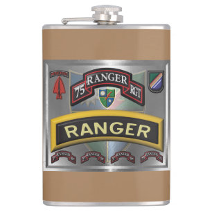 Ingelijst ontwerp van het 75e Ranger Regiment Heupfles