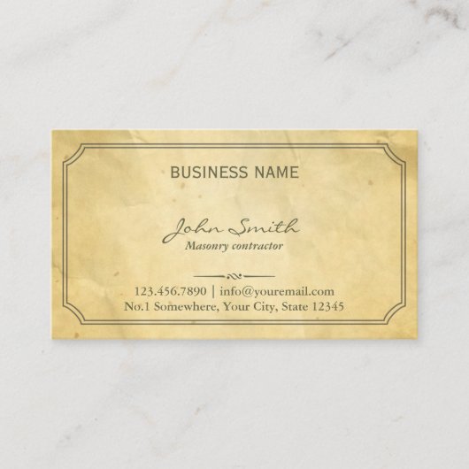  ingelijst oud papier metselwerk visitekaartje (Voorkant)