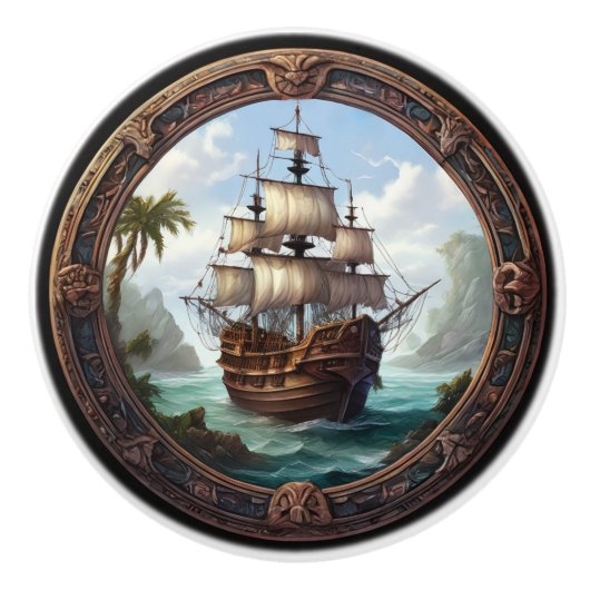 ingelijst slagschip keramische knop (Voorkant)