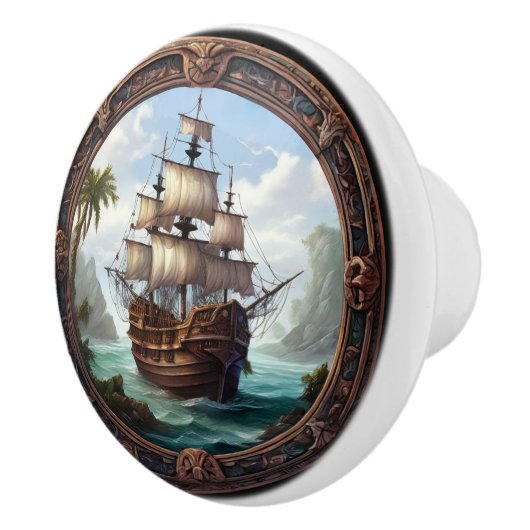 ingelijst slagschip keramische knop (Rechts)