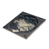 Ingelijste 3D Chinees Landschap Grijze Tegel Tegeltje (Zijkant)