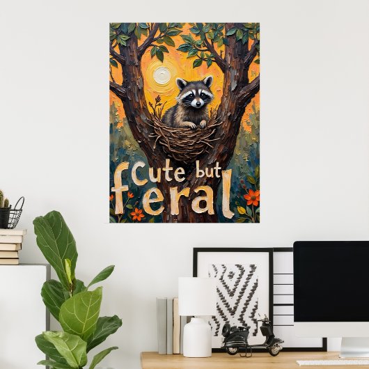 Ingelijste aanbieding: Raccoon's Cosy Spot Poster (Thuiskantoor)