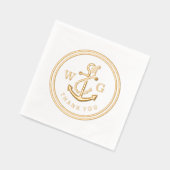Ingelijste Anker met Monogram 2 Initiaal Bedankt Folie Servetten (Links)