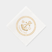 Ingelijste Anker met Monogram 2 Initiaal Bedankt Folie Servetten (Rechts)