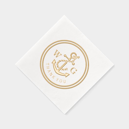 Ingelijste Anker met Monogram 2 Initiaal Bedankt Folie Servetten (Rechts)