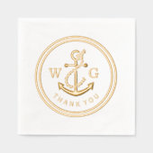Ingelijste Anker met Monogram 2 Initiaal Bedankt Folie Servetten (Voorkant)