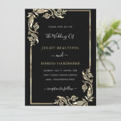 Ingelijste Black God Wedding Invitation Sjabloon (Staand voorkant)