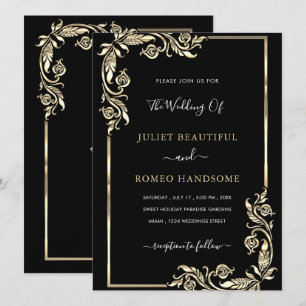 Ingelijste Black God Wedding Invitation Sjabloon