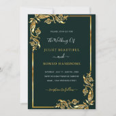 Ingelijste Black Gold Wedding Invitation Sjabloon (Voorkant)