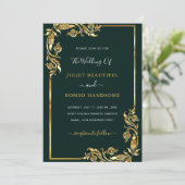 Ingelijste Black Gold Wedding Invitation Sjabloon (Staand voorkant)