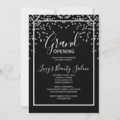 Ingelijste Black & White Confetti Grand Opening Kaart (Voorkant)