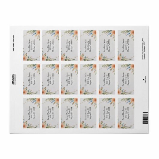 ingelijste bloemen-adres etiket (Full Sheet)