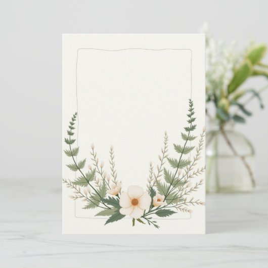 Ingelijste bloemen blanco kaart (Staand voorkant)