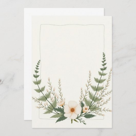 Ingelijste bloemen blanco kaart (Voorkant / Achterkant)