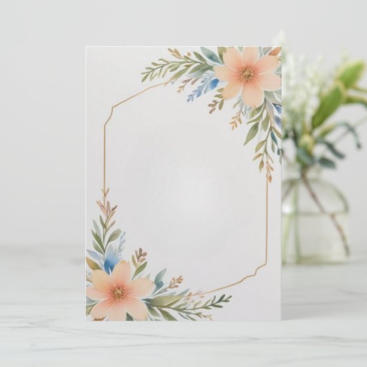 Ingelijste bloemen blanco kaart (Staand voorkant)