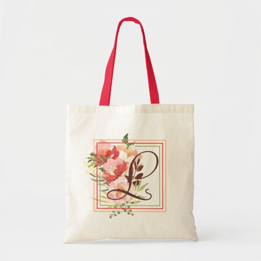Ingelijste Boeket Monogram Tote Bag (Voorkant)