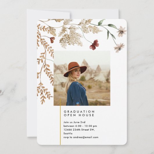 Ingelijste Boho bloemboog Afstuderen Kaart (Achterkant)